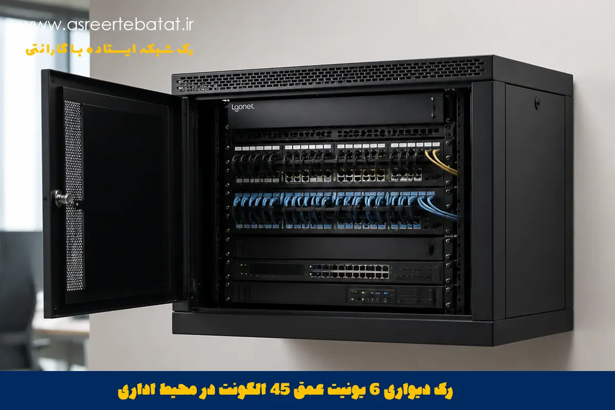  رک دیواری 6 یونیت عمق 45 الگونت در محیط اداری